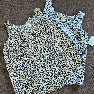 Lot of 2 Silky Leopard Print Tank Top Size L NWT